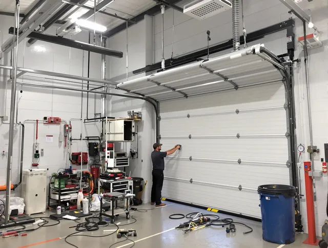 Aliso Viejo Garage Door Repair certified technician performing commercial door repair at a Aliso Viejo business facility