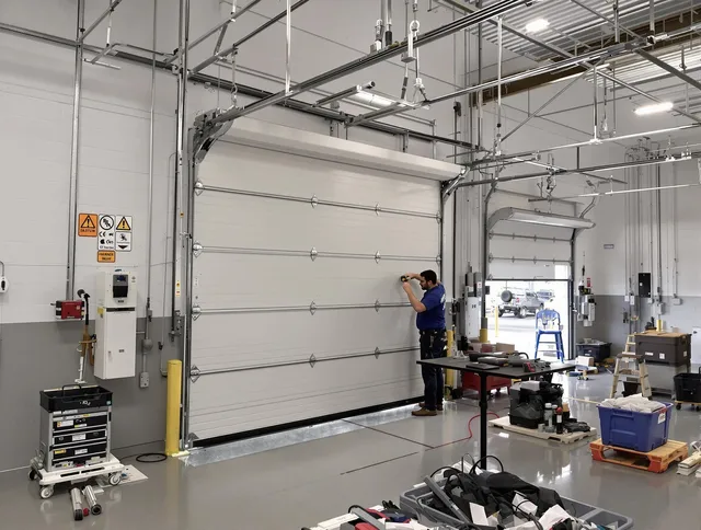 Commercial garage door repair being performed by Aliso Viejo Garage Door Repair expert in Aliso Viejo