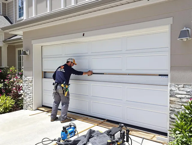 Aliso Viejo Garage Door Repair team performing complete garage door replacement at Aliso Viejo residence