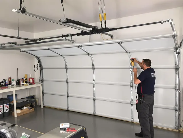 Aliso Viejo Garage Door Repair certified technician performing overhead door system repair in Aliso Viejo