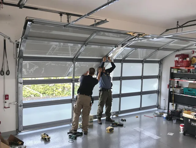 Aliso Viejo Garage Door Repair expert performing precise panel replacement on Aliso Viejo garage door